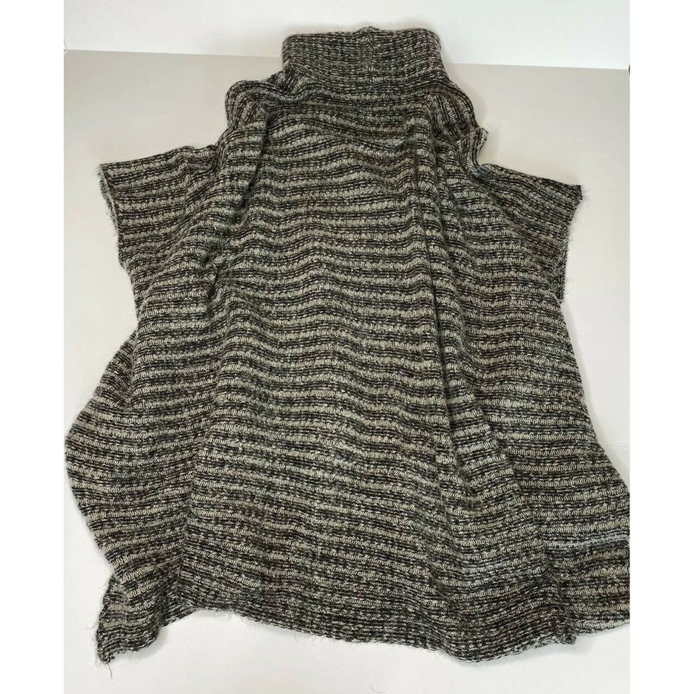 Zara Knit Italian Yarn Striped Knit Poncho - Picture 3 of 5